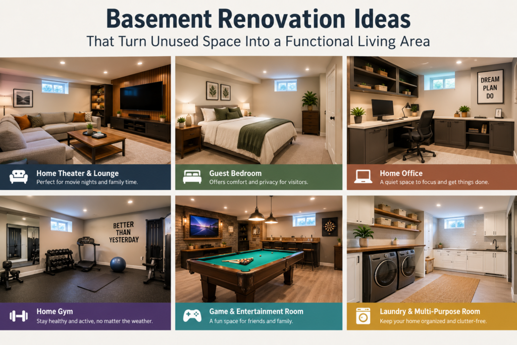 Basement Renovation Ideas That Turn Unused Space Into a Functional Living Area
